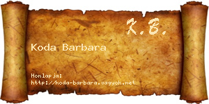 Koda Barbara névjegykártya